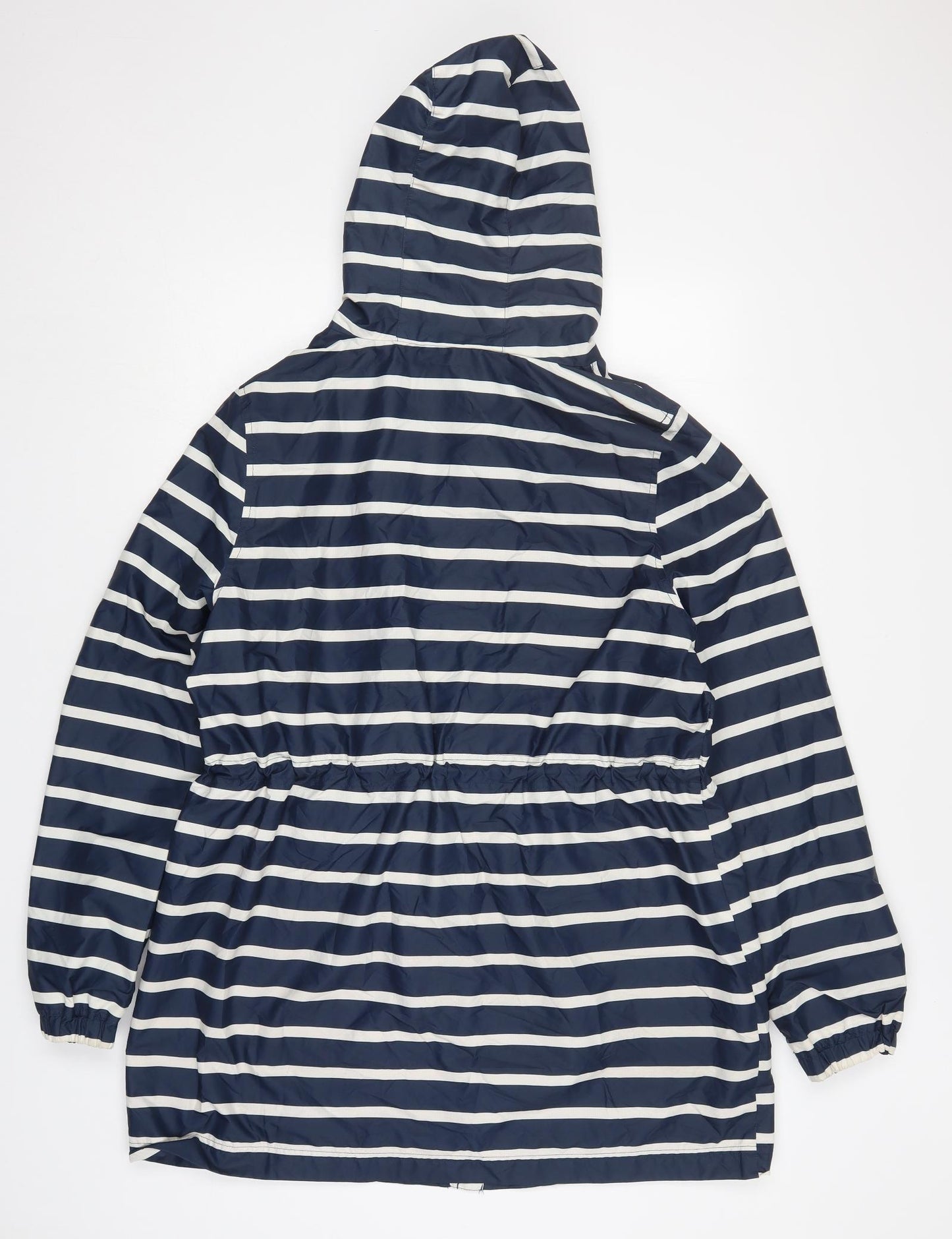 Weird Fish Womens Blue Striped  Rain Coat Coat Size 16  Zip