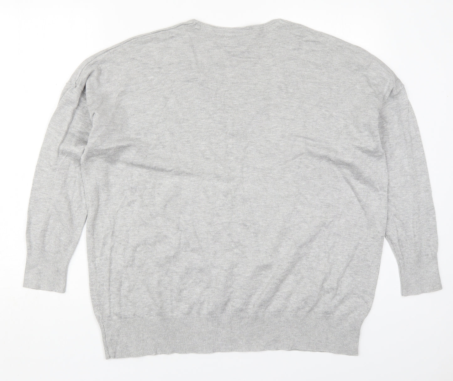 Capsule Womens Grey V-Neck  Viscose Pullover Jumper Size 20
