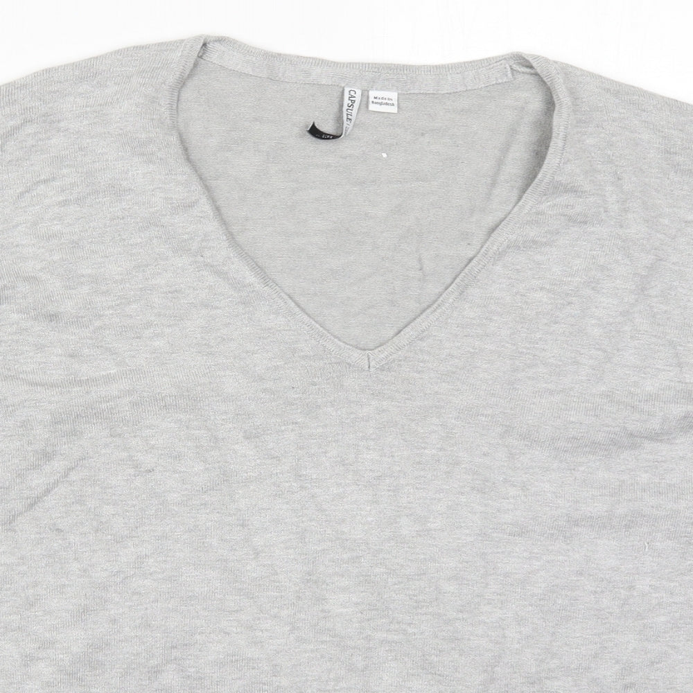 Capsule Womens Grey V-Neck  Viscose Pullover Jumper Size 20