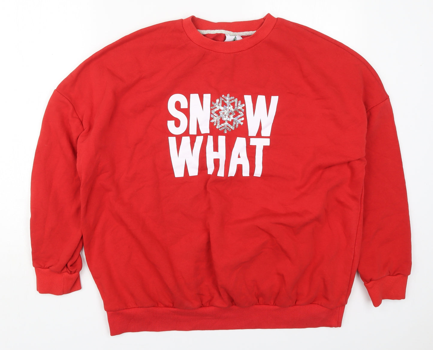 George Womens Red  Cotton Pullover Sweatshirt Size L  Pullover - Snow What