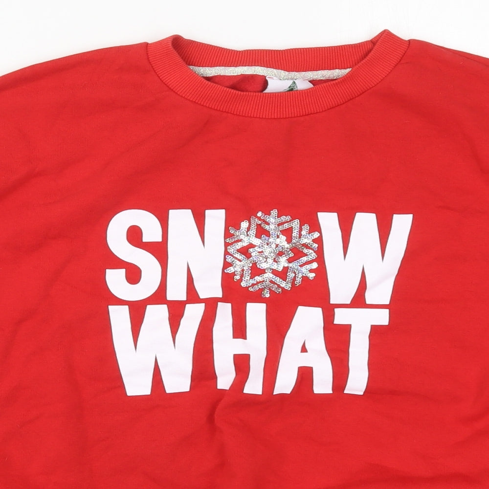 George Womens Red  Cotton Pullover Sweatshirt Size L  Pullover - Snow What