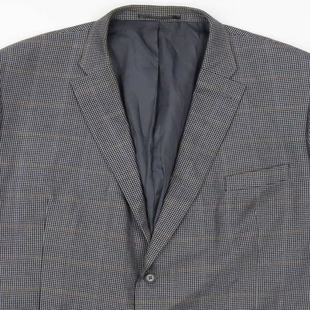 Mansize Mens Grey Houndstooth Polyester Jacket Suit Jacket Size 54