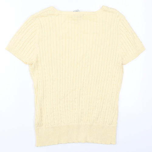 IZOD Womens Beige V-Neck  Cotton Pullover Jumper Size M