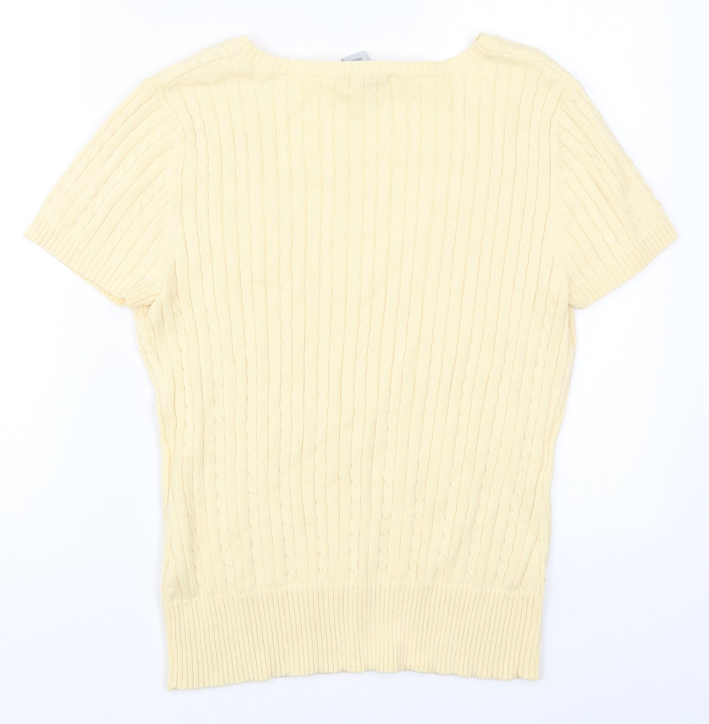 IZOD Womens Beige V-Neck  Cotton Pullover Jumper Size M