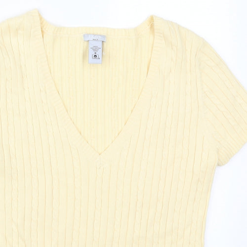 IZOD Womens Beige V-Neck  Cotton Pullover Jumper Size M
