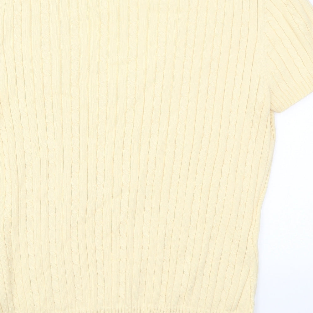 IZOD Womens Beige V-Neck  Cotton Pullover Jumper Size M