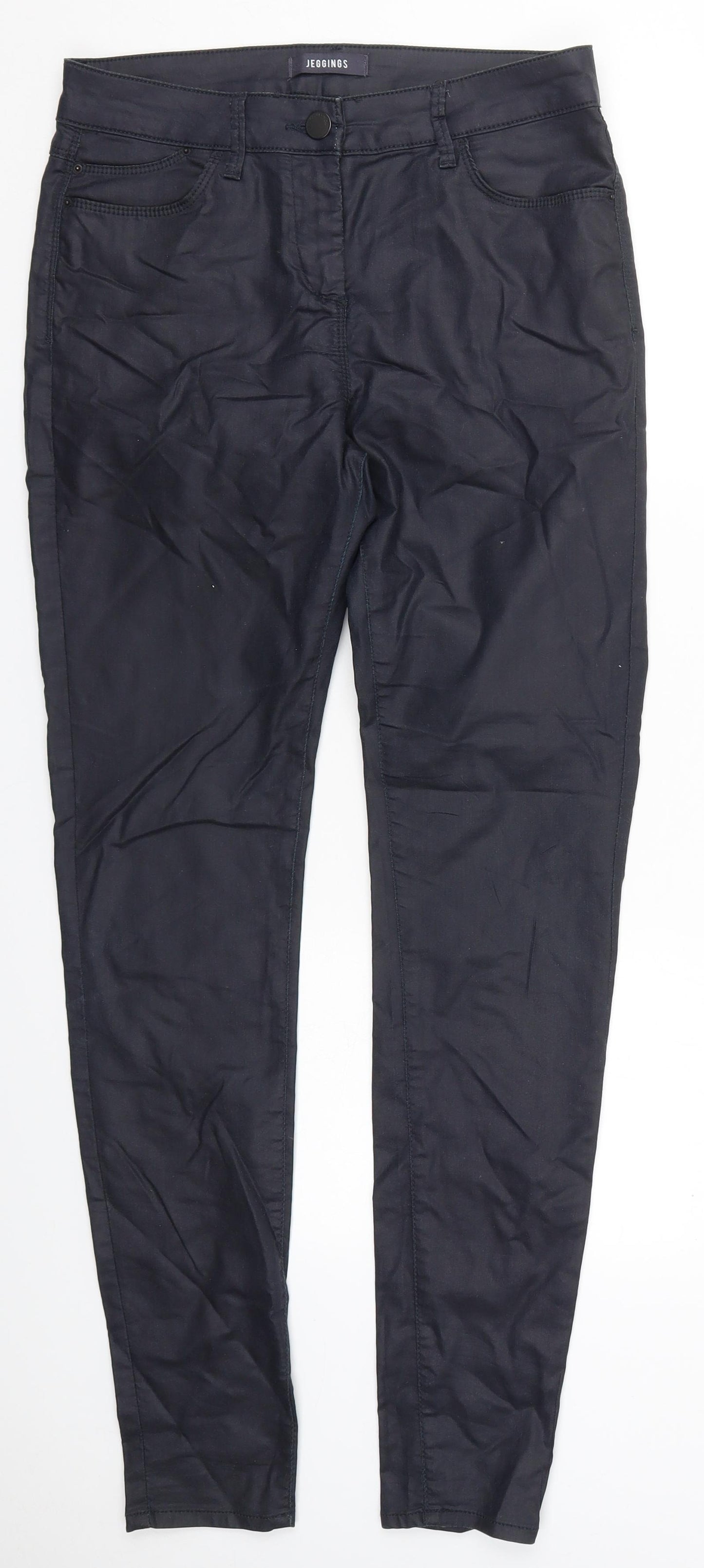 Marks and Spencer Womens Blue  Cotton Jegging Jeans Size 12 L32 in Regular Button