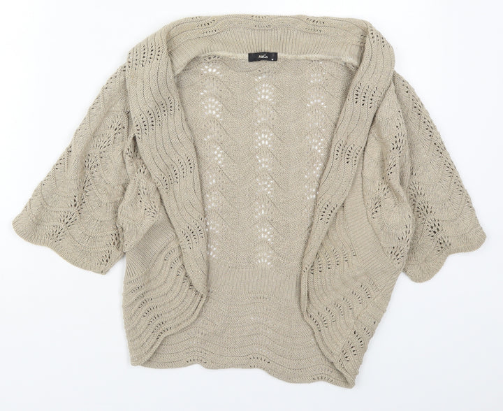 M&Co Womens Beige V-Neck  Cotton Cardigan Jumper Size M