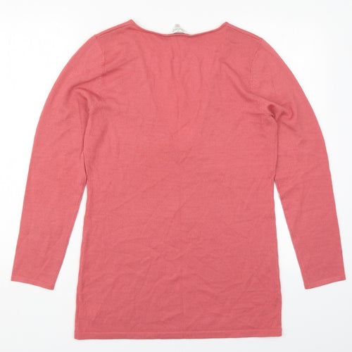 Lakeland Womens Pink V-Neck  Wool Pullover Jumper Size 10