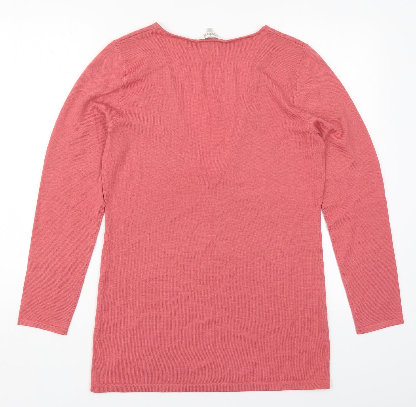 Lakeland Womens Pink V-Neck  Wool Pullover Jumper Size 10