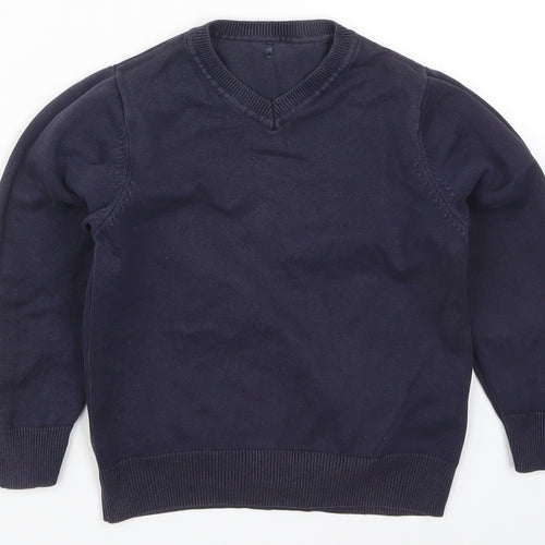 George Boys Blue V-Neck  Cotton Pullover Jumper Size 4-5 Years  Pullover