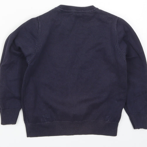 George Boys Blue V-Neck  Cotton Pullover Jumper Size 4-5 Years  Pullover