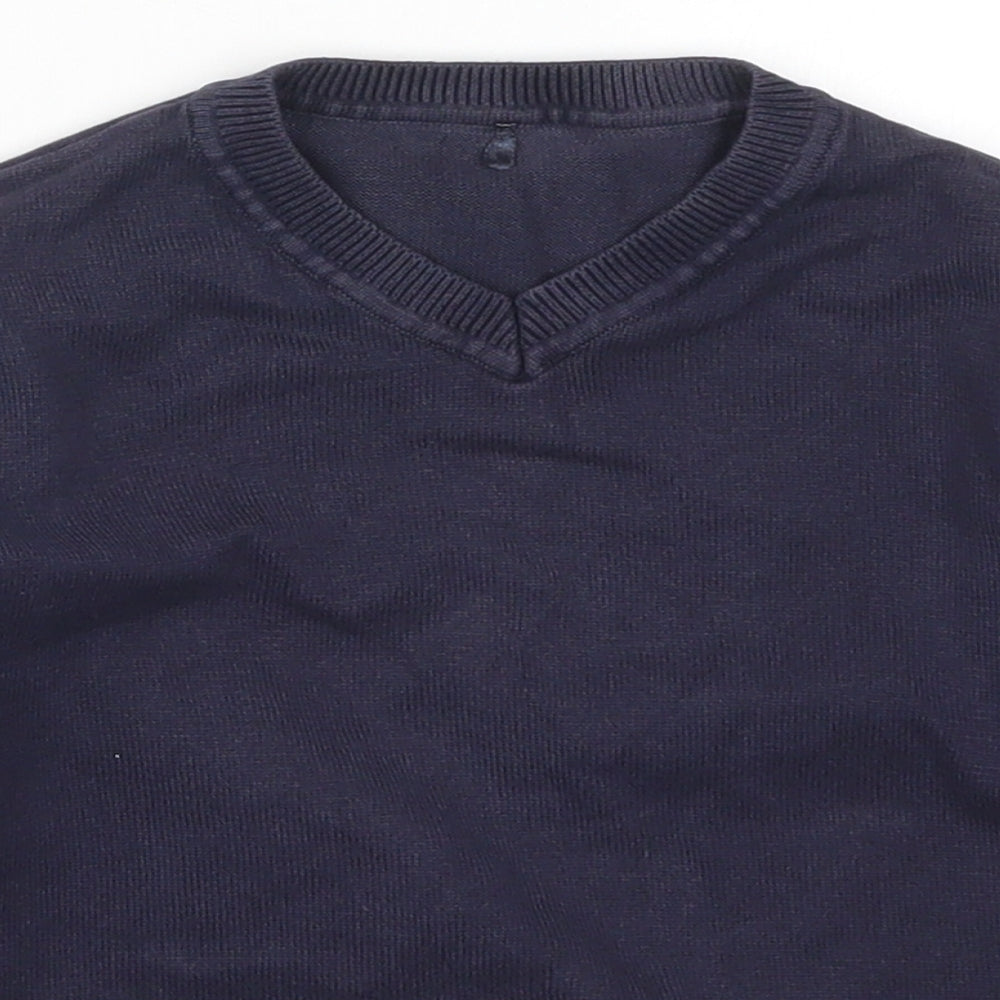 George Boys Blue V-Neck  Cotton Pullover Jumper Size 4-5 Years  Pullover