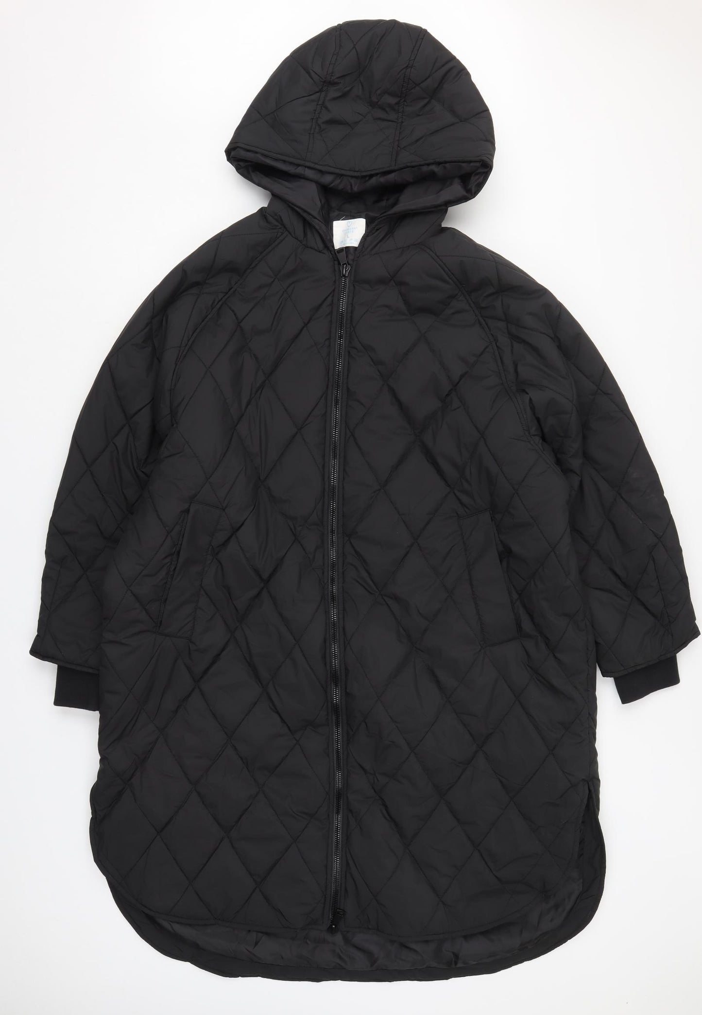 Primark Womens Black   Quilted Coat Size 14  Zip