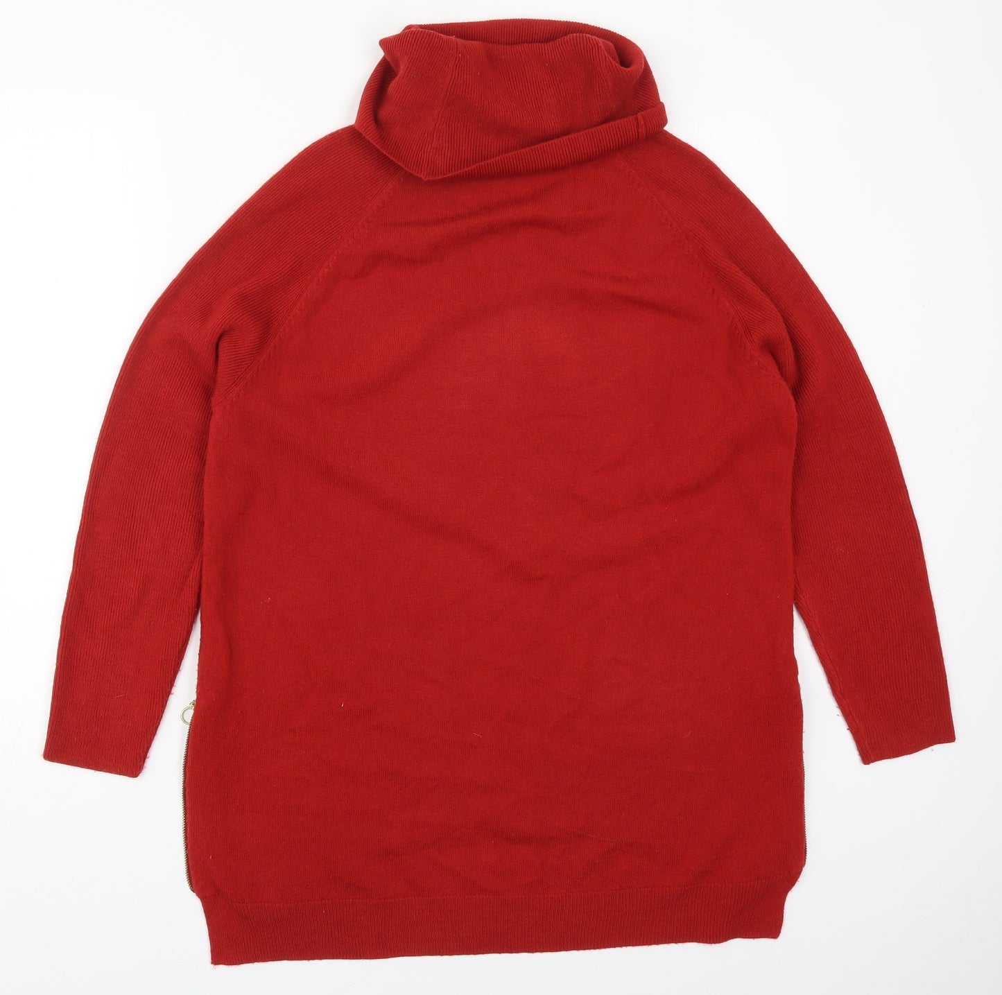 Peacocks Womens Red Roll Neck  Acrylic Pullover Jumper Size 12