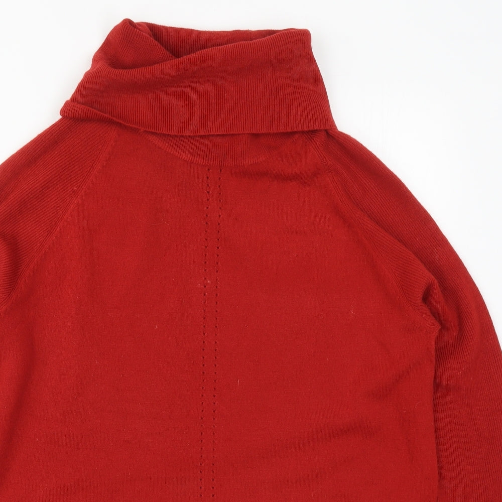 Peacocks Womens Red Roll Neck  Acrylic Pullover Jumper Size 12