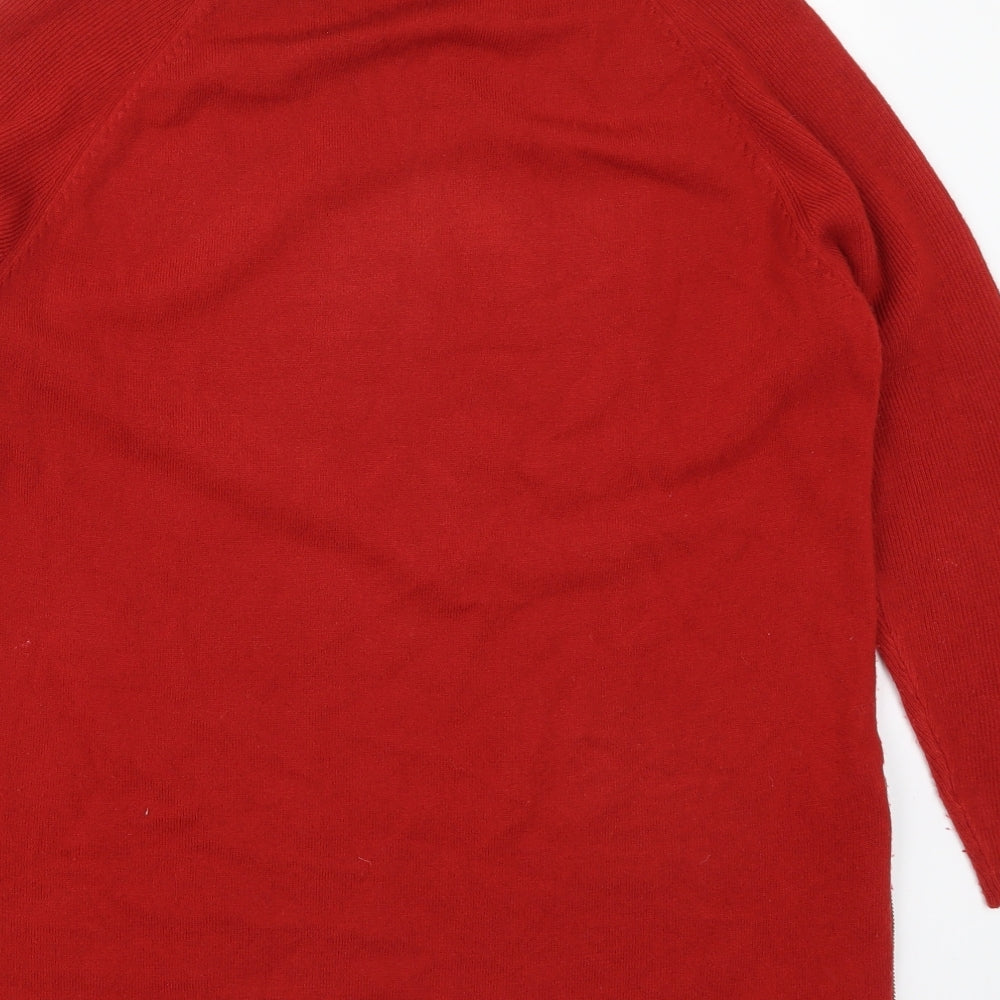 Peacocks Womens Red Roll Neck  Acrylic Pullover Jumper Size 12