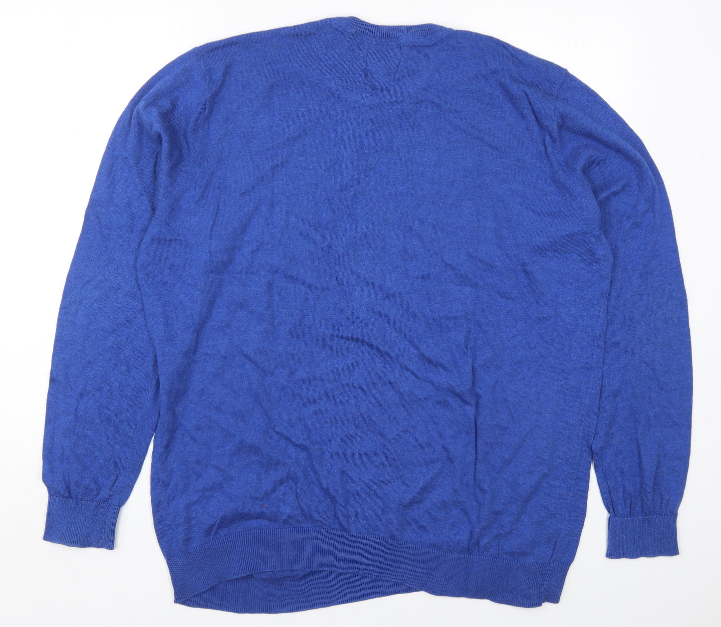 George Mens Blue Round Neck  Cotton Pullover Jumper Size 2XL