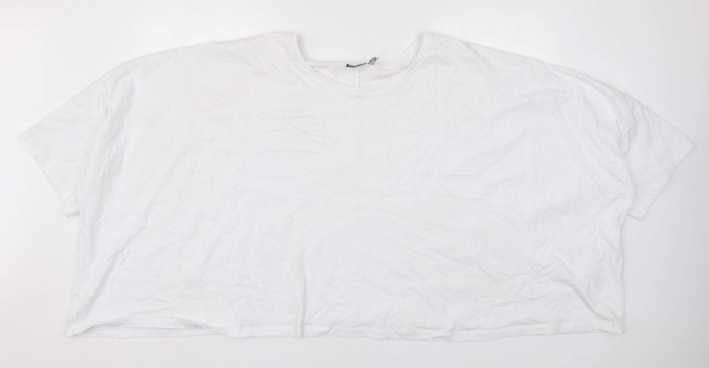 ASOS Womens White  Cotton Cropped T-Shirt Size 30 Round Neck