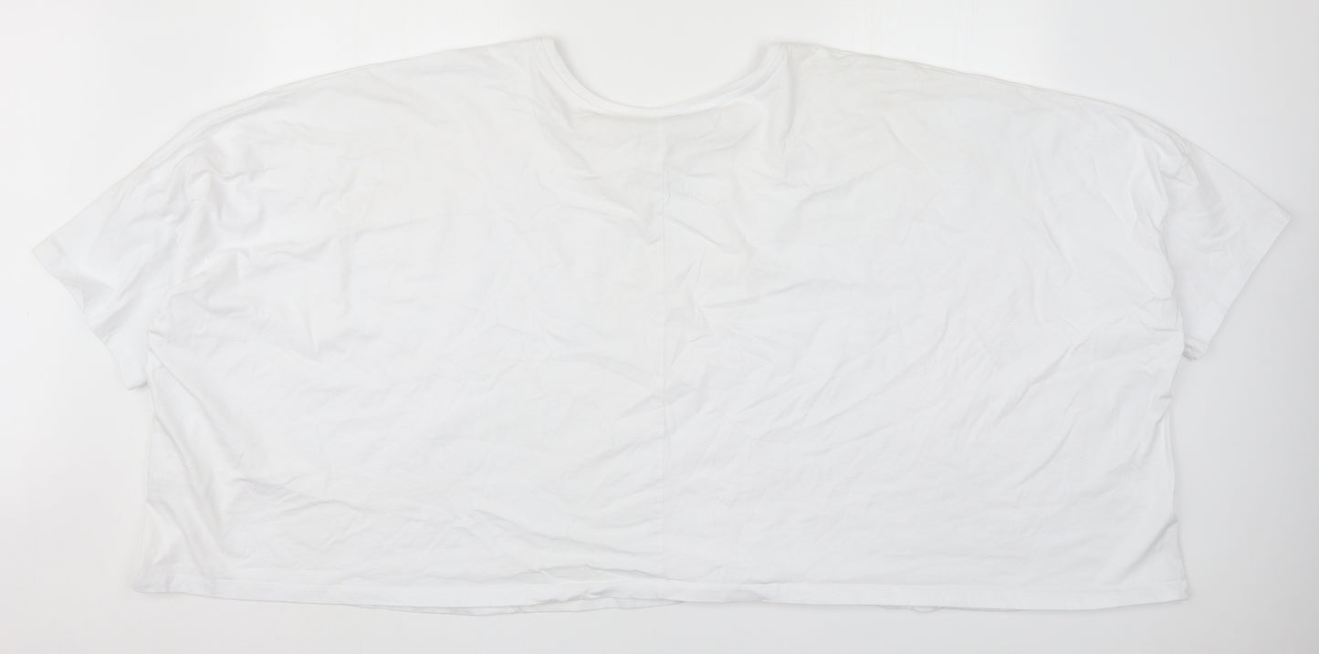 ASOS Womens White  Cotton Cropped T-Shirt Size 30 Round Neck