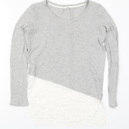Nex Womens Silver Round Neck  Viscose Pullover Jumper Size 8