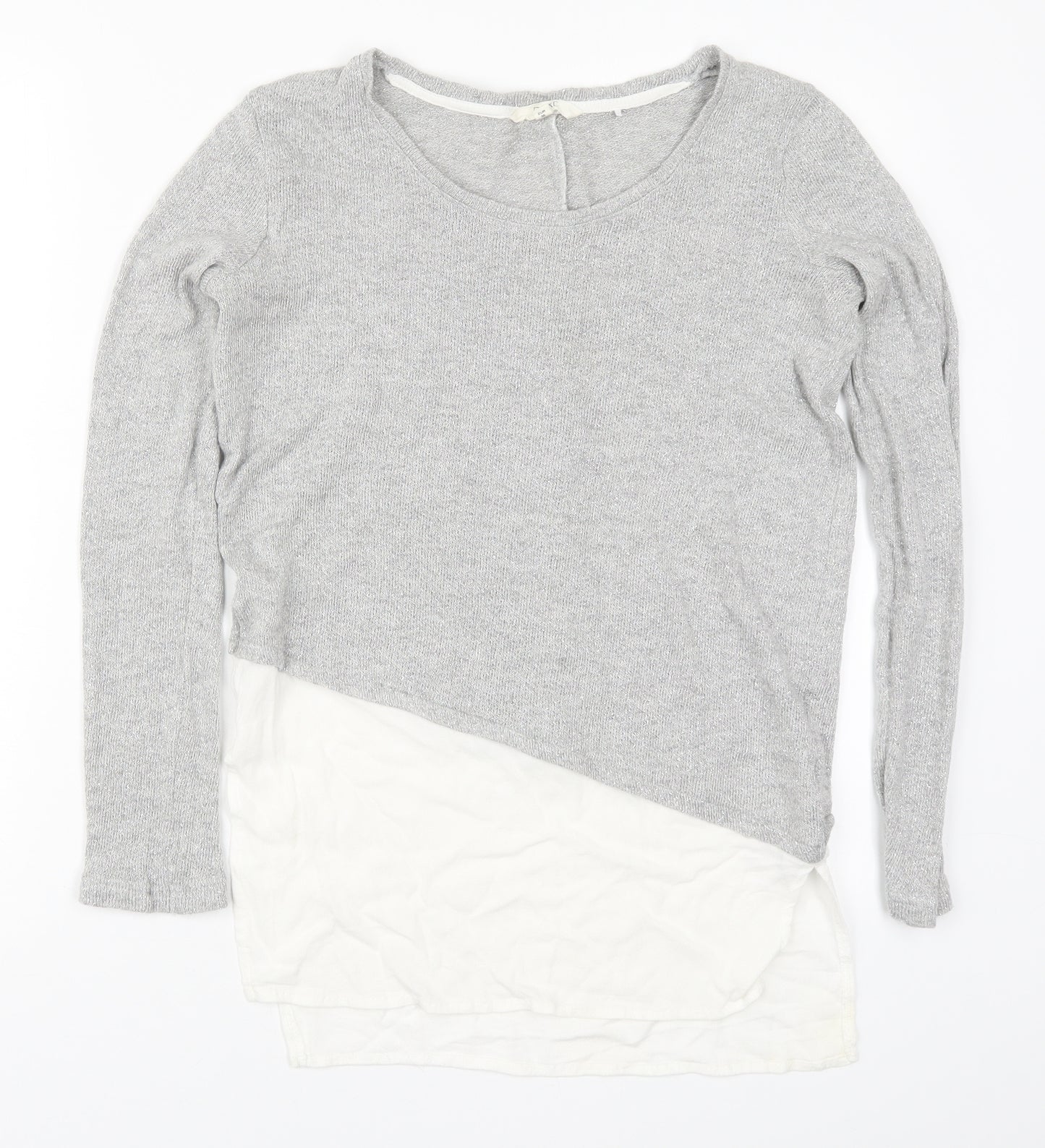 Nex Womens Silver Round Neck  Viscose Pullover Jumper Size 8