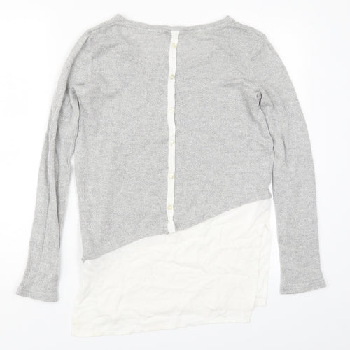 Nex Womens Silver Round Neck  Viscose Pullover Jumper Size 8