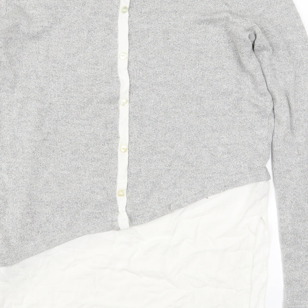 Nex Womens Silver Round Neck  Viscose Pullover Jumper Size 8