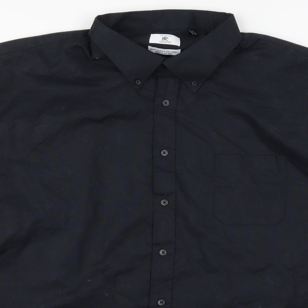 B&C Mens Blue  Polyester  Button-Up Size Big 6X Collared Button