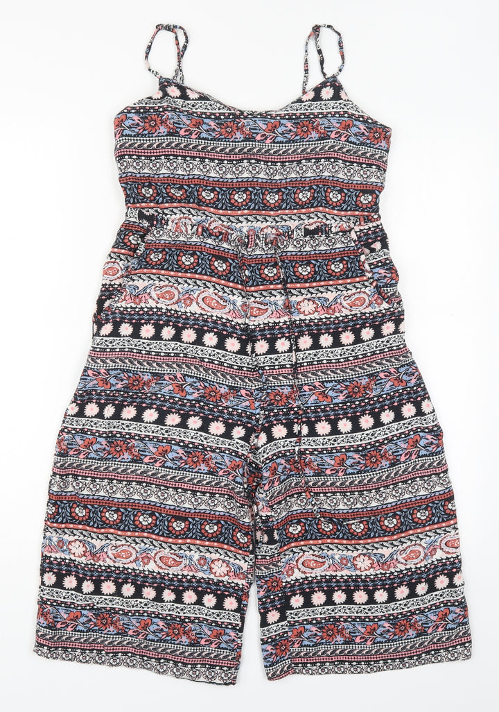 New Look Womens Multicoloured Geometric Viscose Jumpsuit One-Piece Size 4 L13 in Zip