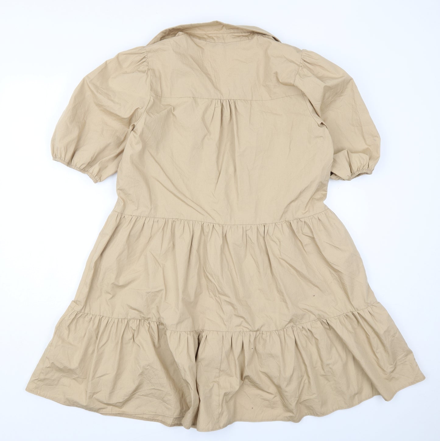 F&F Womens Beige  Cotton Trapeze & Swing  Size 12  Collared Button