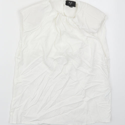AX Paris Womens White  Polyester Basic Tank Size 8 Round Neck