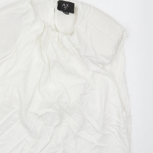 AX Paris Womens White  Polyester Basic Tank Size 8 Round Neck