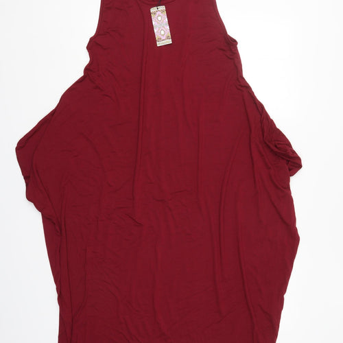Boohoo Womens Red  Viscose Tank Dress  Size M  Round Neck Pullover