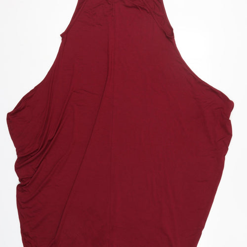 Boohoo Womens Red  Viscose Tank Dress  Size M  Round Neck Pullover
