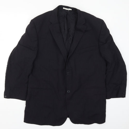 Burton Mens Blue Striped Wool Jacket Suit Jacket Size 46