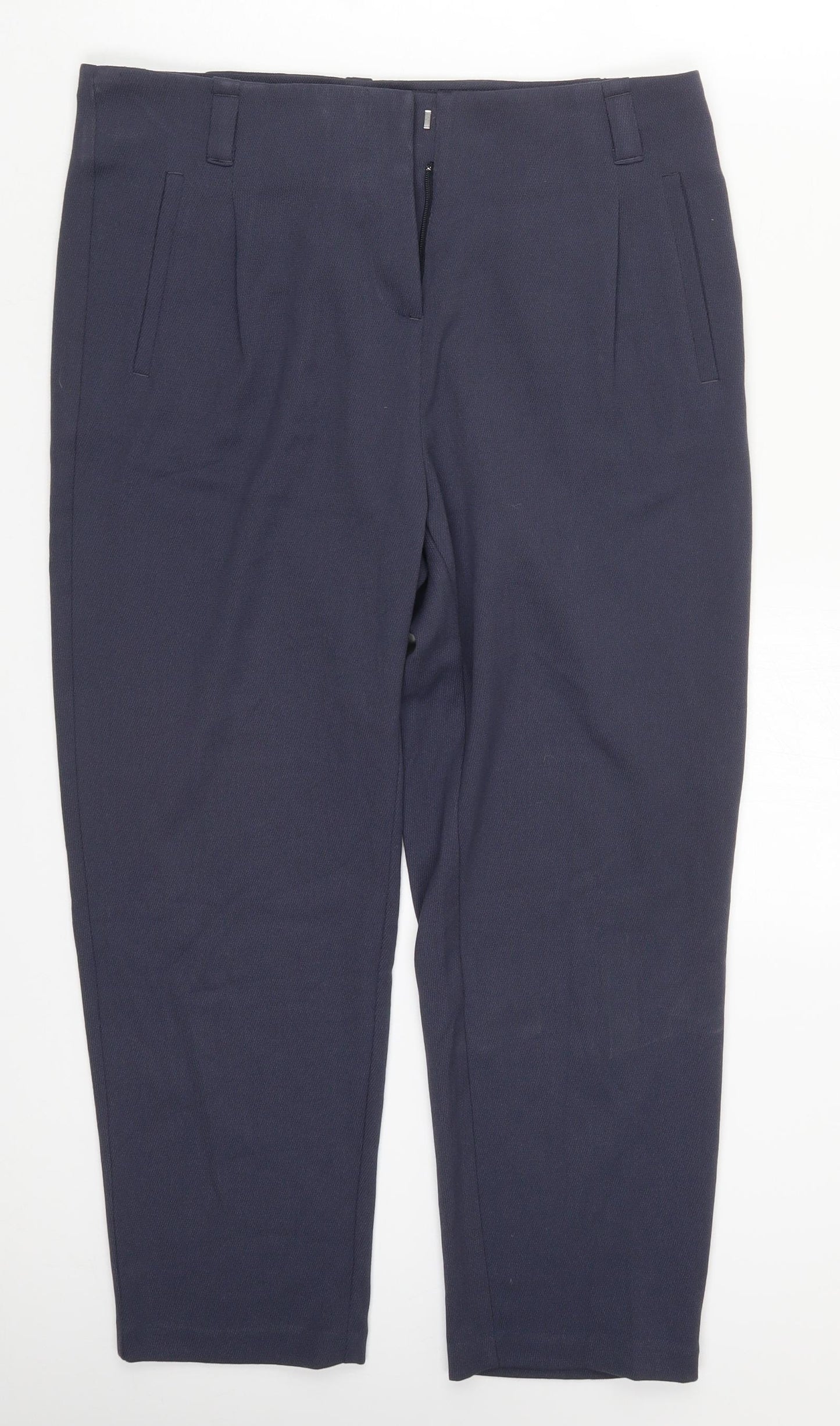 Preworn Womens Blue  Polyester Trousers  Size 10 L24 in Regular Hook & Eye