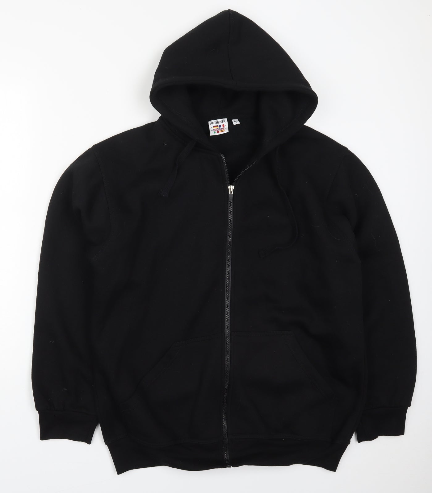 Preworn Mens Black  Cotton Full Zip Hoodie Size L