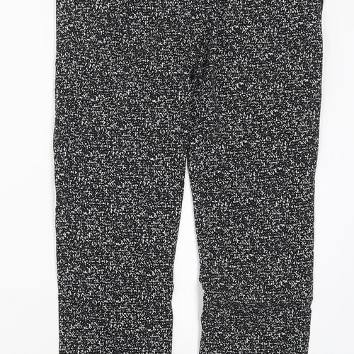 Elaine Rose Womens Black Geometric Nylon Trousers  Size 10 L27 in Regular Hook & Eye