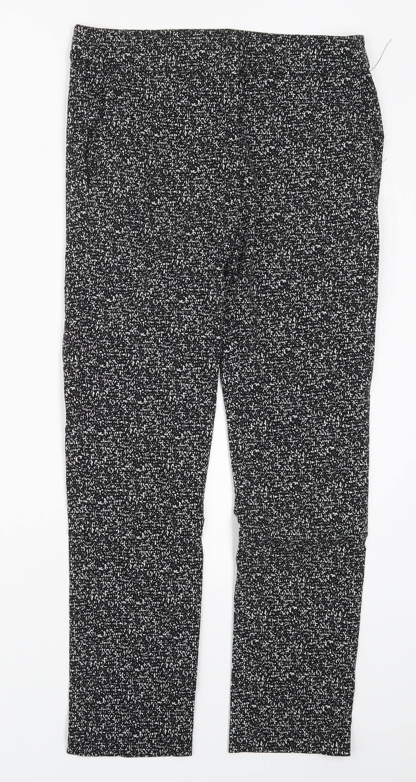 Elaine Rose Womens Black Geometric Nylon Trousers  Size 10 L27 in Regular Hook & Eye