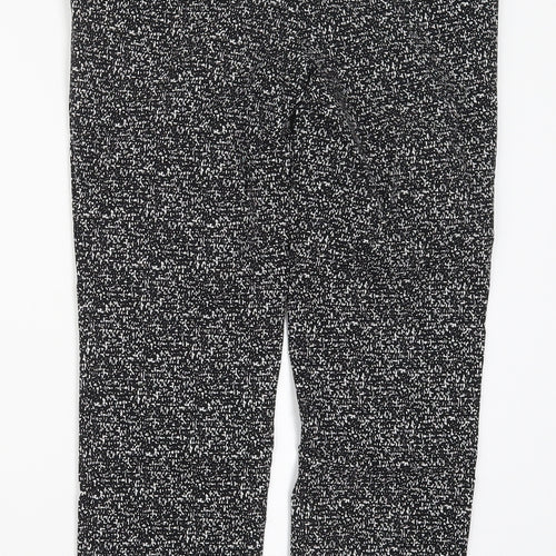 Elaine Rose Womens Black Geometric Nylon Trousers  Size 10 L27 in Regular Hook & Eye