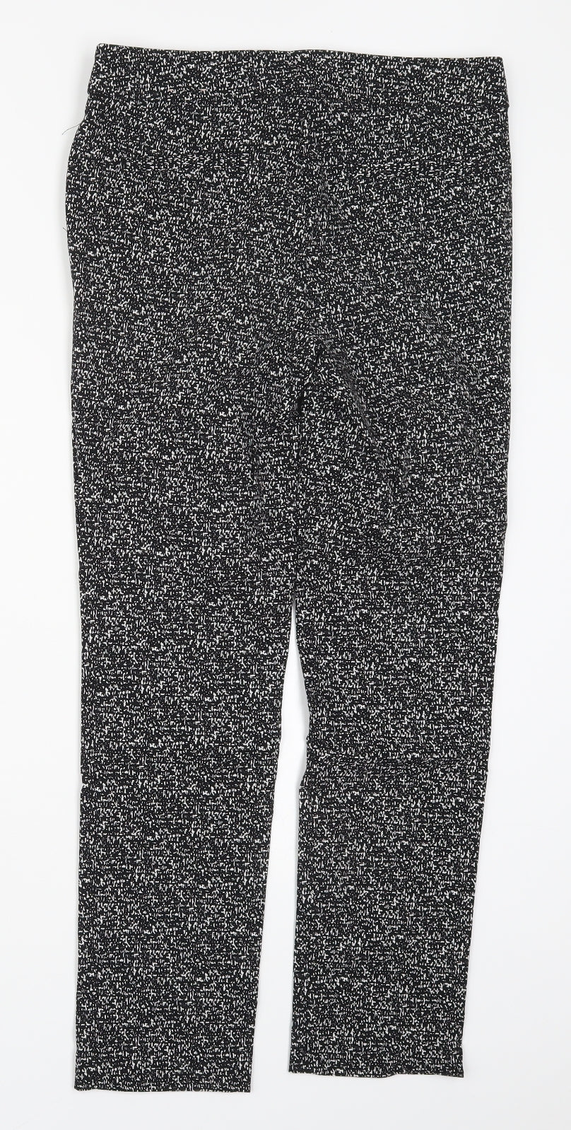 Elaine Rose Womens Black Geometric Nylon Trousers  Size 10 L27 in Regular Hook & Eye