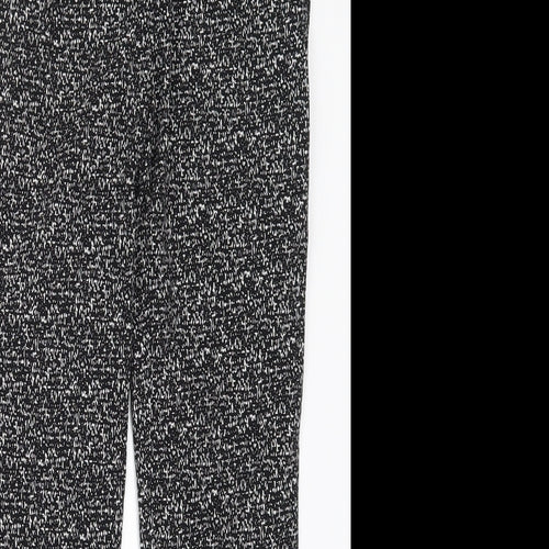 Elaine Rose Womens Black Geometric Nylon Trousers  Size 10 L27 in Regular Hook & Eye