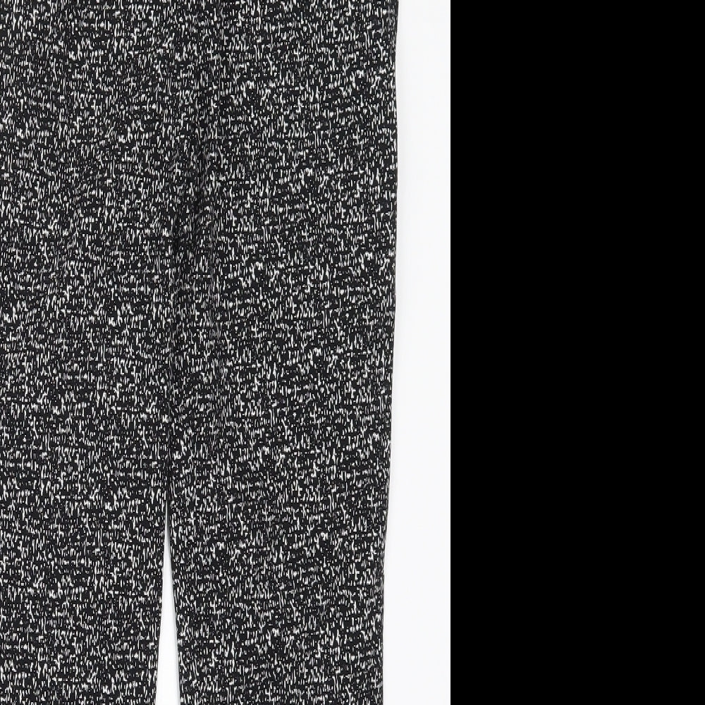 Elaine Rose Womens Black Geometric Nylon Trousers  Size 10 L27 in Regular Hook & Eye