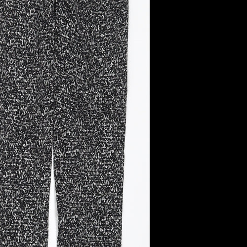 Elaine Rose Womens Black Geometric Nylon Trousers  Size 10 L27 in Regular Hook & Eye