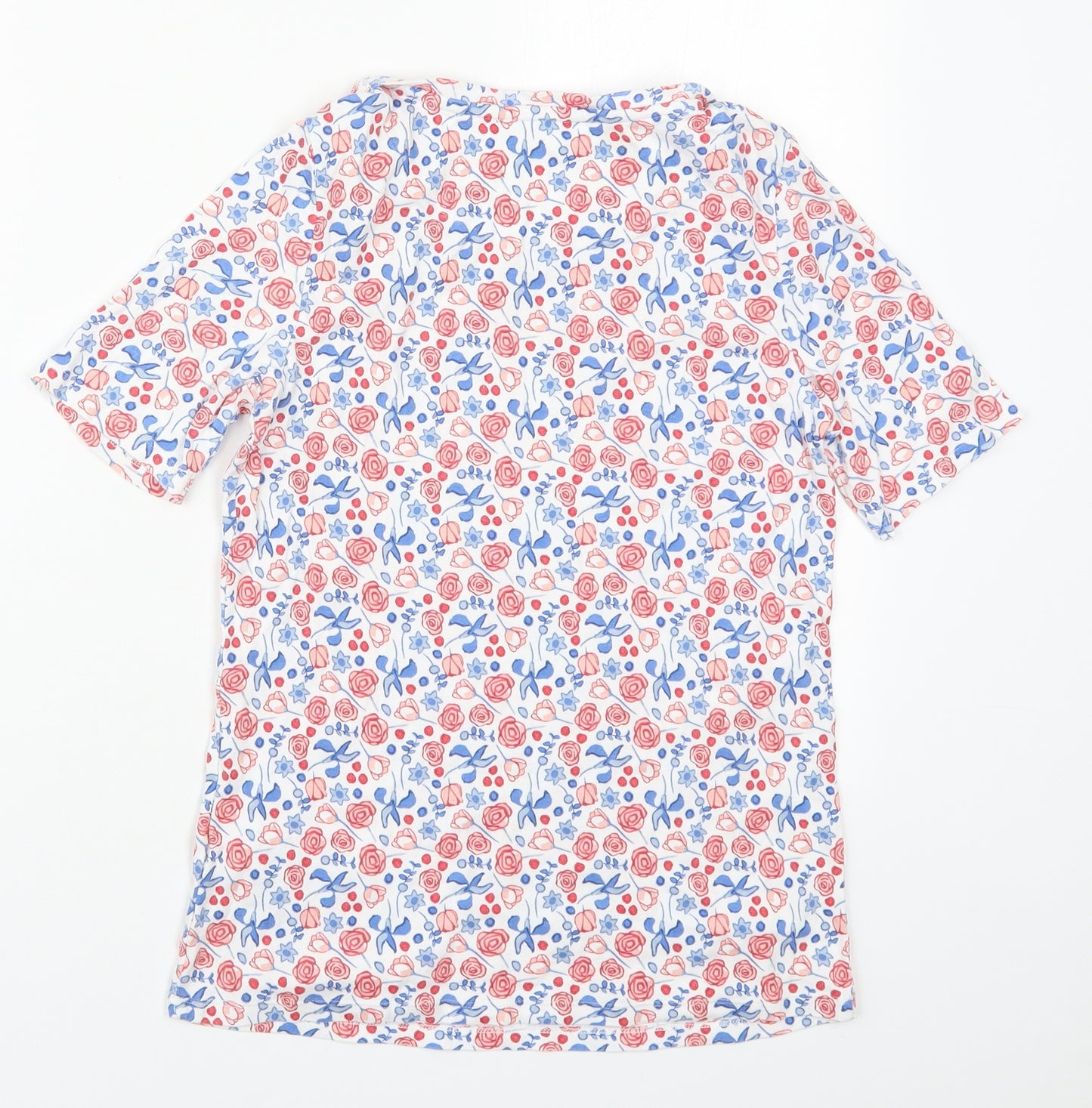 Marks and Spencer Womens Multicoloured Floral Cotton Basic T-Shirt Size 12 Round Neck