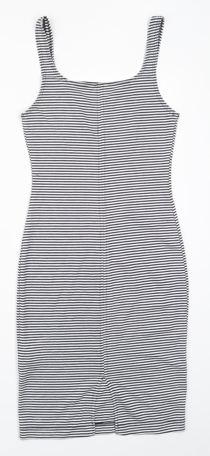 Zara Womens Black Striped Polyester Tank Dress  Size S  Scoop Neck Pullover - Black and White