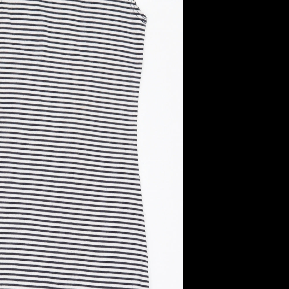 Zara Womens Black Striped Polyester Tank Dress  Size S  Scoop Neck Pullover - Black and White
