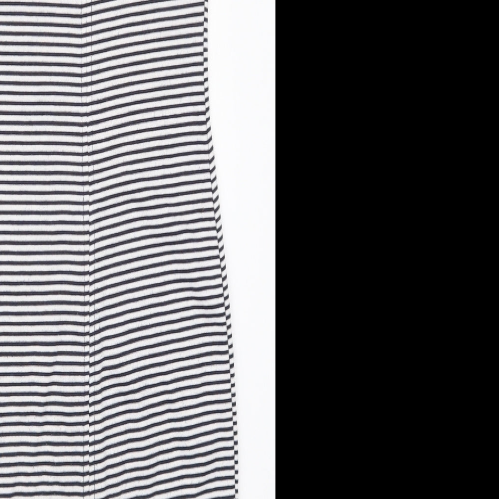 Zara Womens Black Striped Polyester Tank Dress  Size S  Scoop Neck Pullover - Black and White
