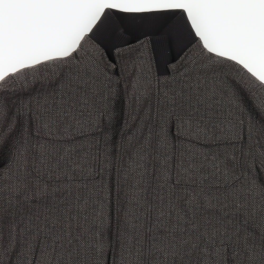 Cedarwood State Mens Grey Herringbone  Bomber Jacket Jacket Size M  Zip